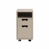 New Asplund Snö G3 sängbord dark sand svarta hjul