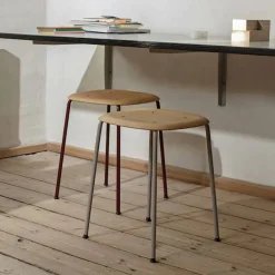 Clearance HAY Soft Edge 70 pall Ek-fall red stålstativ