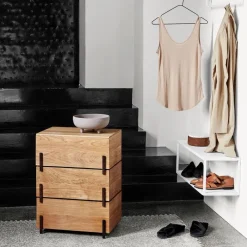 Kristina Dam Studio Stack förvaringsbox Oak 3 delar mörkt oljade valnötsben