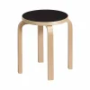 Artek Stool E60 pall 4 st ben Naturlackerad björk-Svart