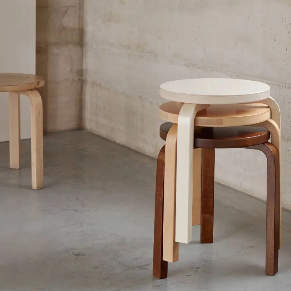 Artek Stool 60 pall 3 st ben Gul-Björk