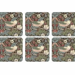 Hot Pimpernel Strawberry Thief glasunderlägg 6-pack Brun