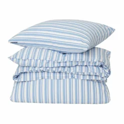 Discount Lexington Striped Cotton Poplin bäddset White-Blue 2 örngott