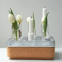 Best Born In Sweden Stumpastaken Small gåvoset aluminium korkskål natur 4-pack vaser tändstickor