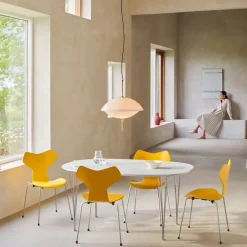 Fritz Hansen Superellips B614 matbord aluminiumkant White laminate-chrome