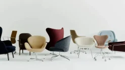 Barn Fritz Hansen Svanen 3320 fåtölj Natural läder-borstad aluminium