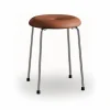 Lammhults Taburett pall Cognac läder-kromat stativ 45 cm