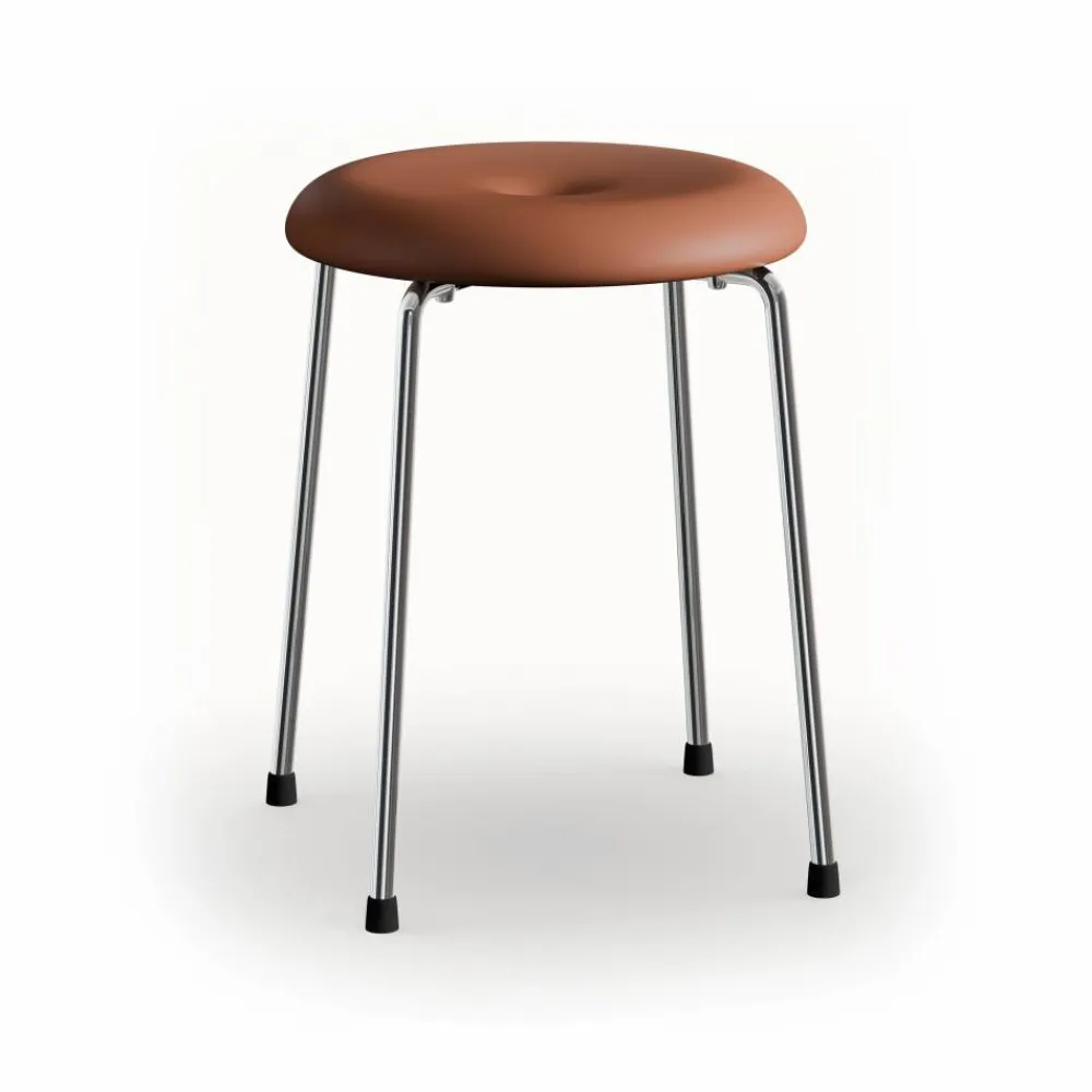 Lammhults Taburett pall Cognac läder-kromat stativ 45 cm