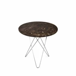 Clearance OX Denmarq Tall Mini O Table soffbord marmor brun rostfritt stativ