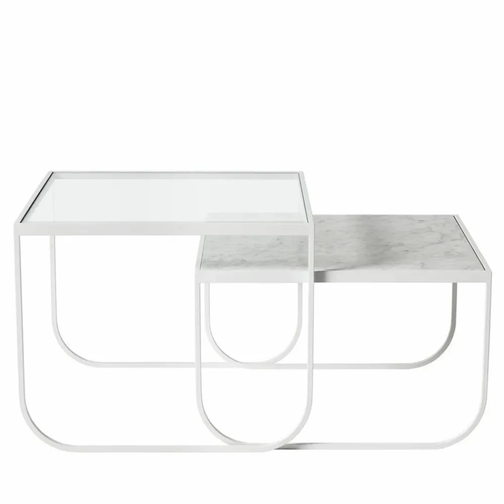 Clearance Asplund Tati Square soffbord glas vitt stativ