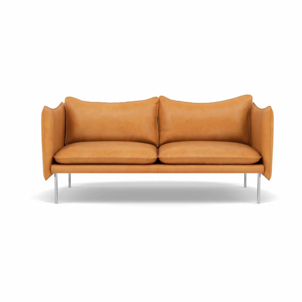 Fogia Tiki soffa 2-sits Vintage Cognac-polished stainless steel