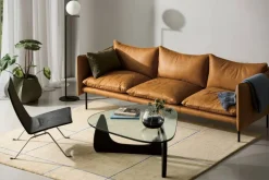 Discount Fogia Tiki soffa 3-sits Vintage cognac-svarta stålben