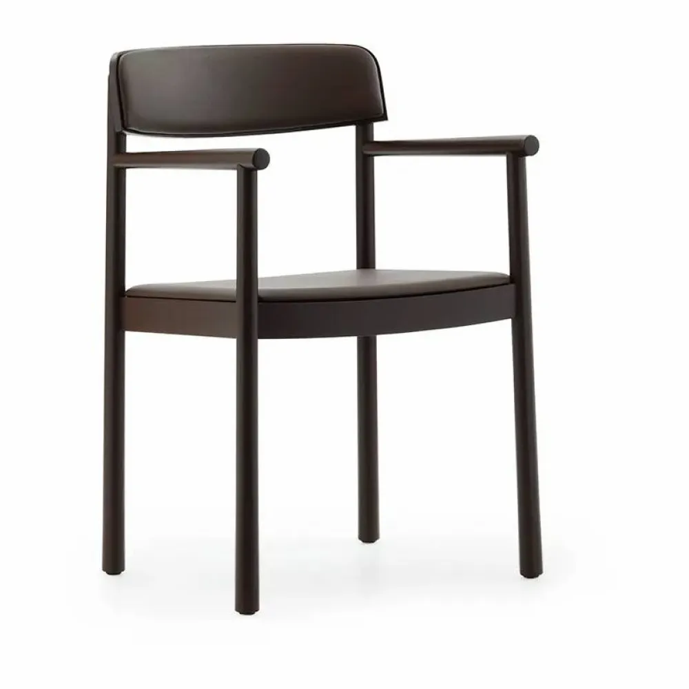 Normann Copenhagen Timb karmstol Brown ash-Ultra Leather Chocolate
