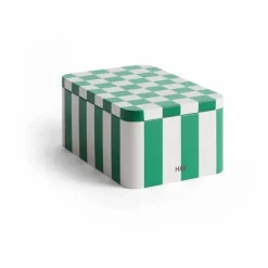 Best HAY Tin Container förvaringsburk small Green-off white