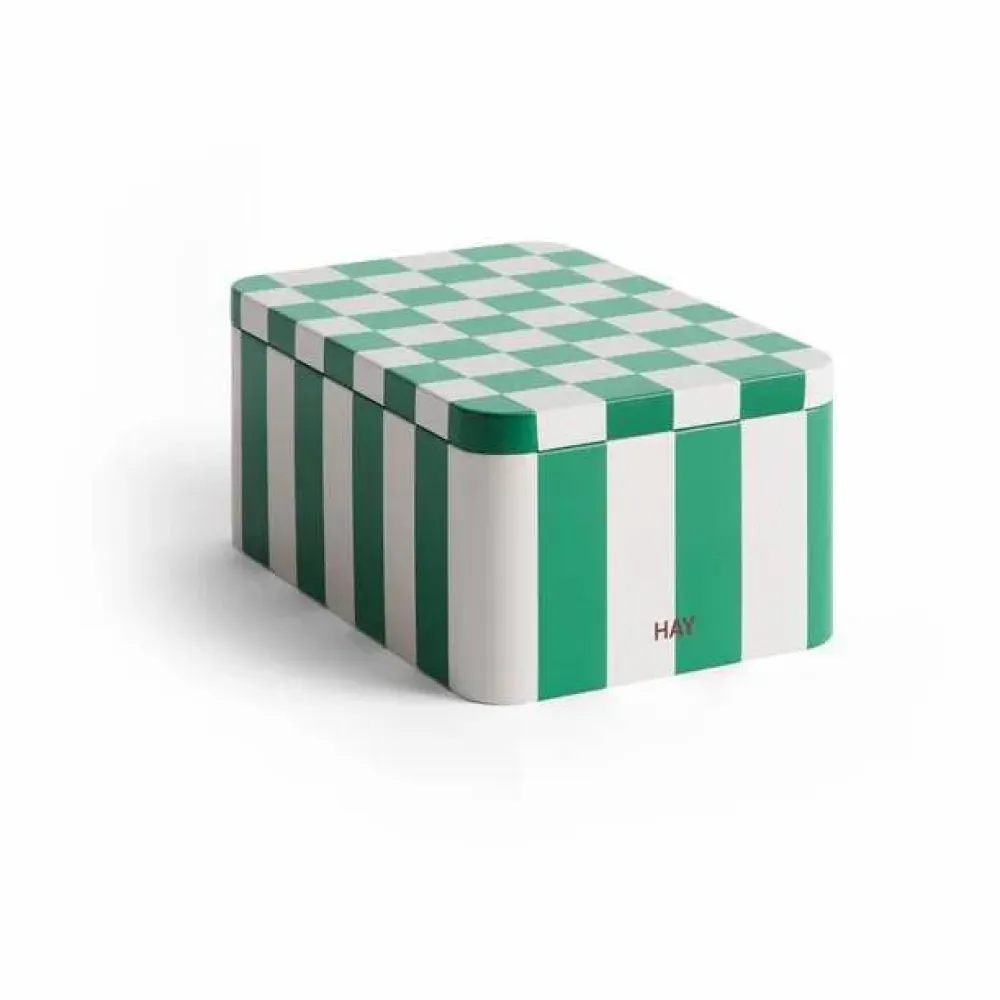 Best HAY Tin Container förvaringsburk small Green-off white