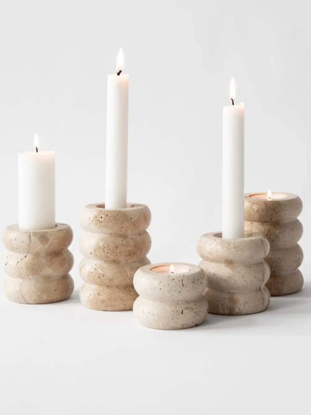 Tell Me More Travertine ljusstake Medium 8 cm