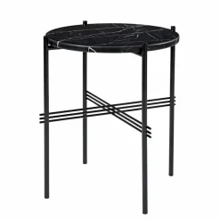 GUBI TS bord svarta ben Ø 40 cm svart marmor
