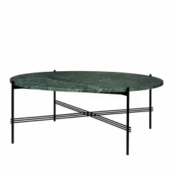 Hot GUBI TS Round soffbord green guatemala marble ø105 svart stativ