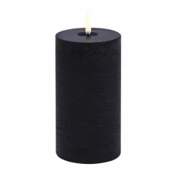 Outlet Uyuni Lighting Uyuni LED Blockljus melted Svart rustic Ø7 8x15 cm