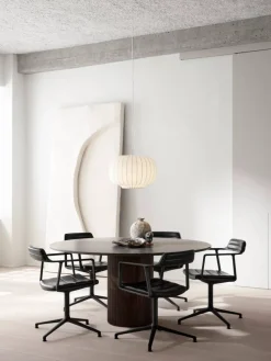 Vipp 495 Cabin matbord Ø150 cm Grey marble-dark oak