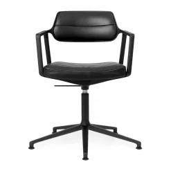 Vipp 453+ Swivel kontorsstol Black aluminium-black leather