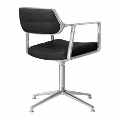 Discount Vipp 453 Swivel kontorsstol Leather black-pol. aluminium
