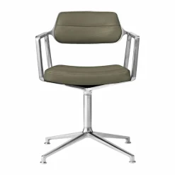 Vipp 453 Swivel kontorsstol Leather bosco green-pol. aluminium