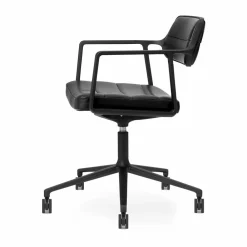 Vipp 453+ Swivel kontorsstol med hjul Black aluminium-black leather