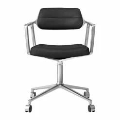 Vipp 453 Swivel kontorsstol med hjul Leather black-pol. aluminium