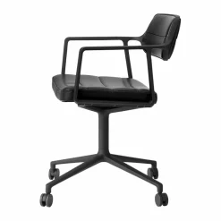 Best Vipp 453 Swivel kontorsstol med hjul Leather black-svart aluminium
