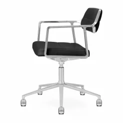 Clearance Vipp 453+ Swivel kontorsstol med hjul Pol. aluminium-black leather