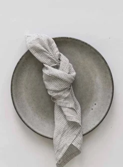 Clearance Tell Me More Washed linen tygservett 45x45 cm Pinstripe