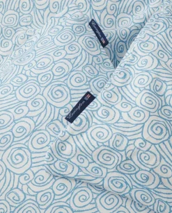 Outlet Lexington Wave Printed Cotton Sateen bäddset White-Blue 1 örngott