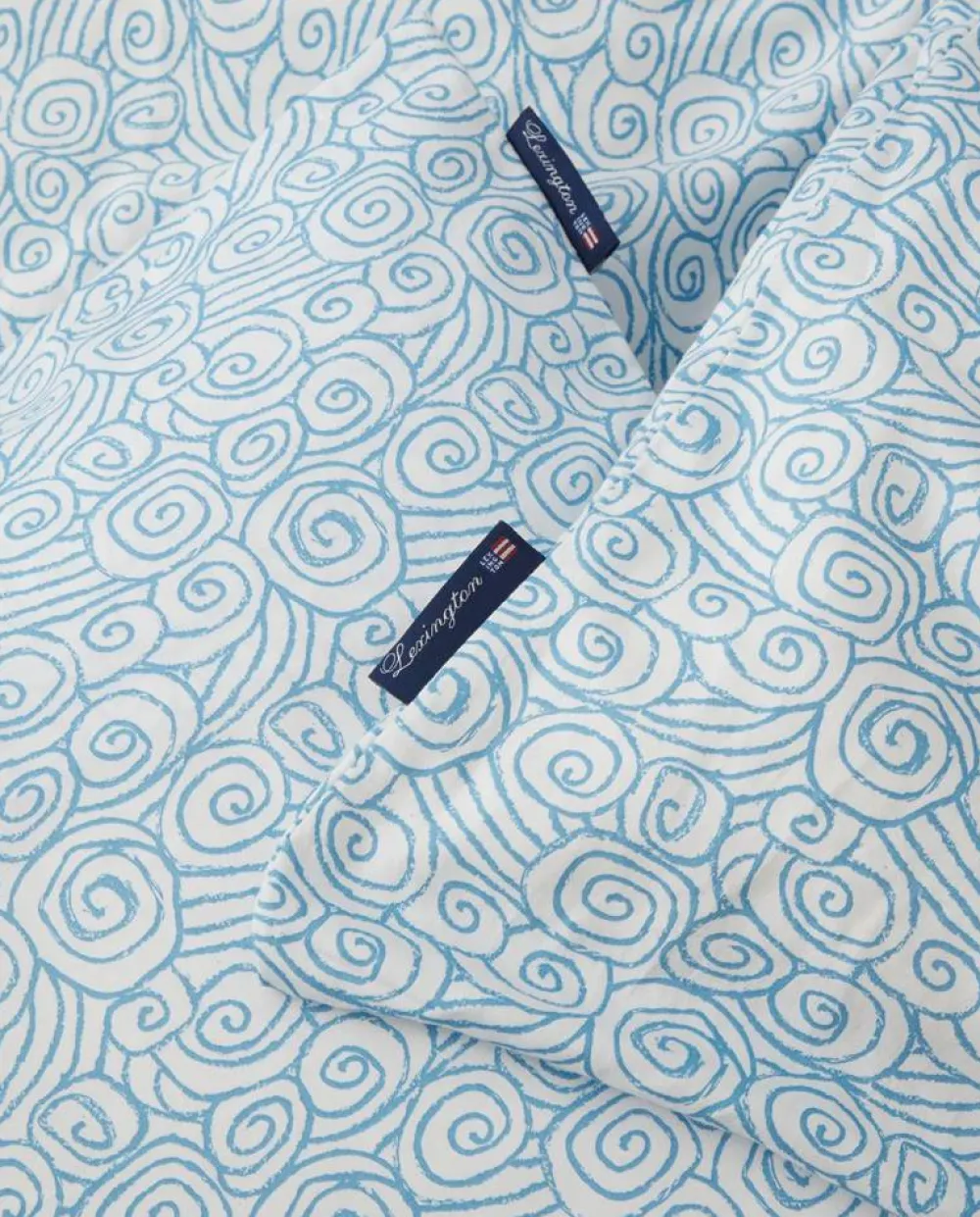 Outlet Lexington Wave Printed Cotton Sateen bäddset White-Blue 1 örngott