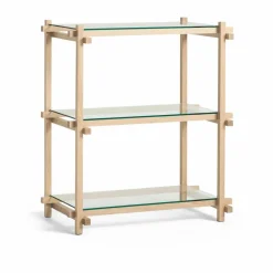 HAY Woody Column hylla Oak-clear glass low