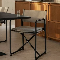 Lammhults X75-2 karmstol Linneväv natur-kromade ben